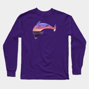 Bottlenose Dolphin - Ocean/Sky Silhouette Long Sleeve T-Shirt